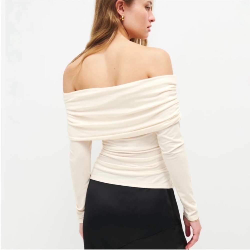 Reformation Florentina Off-Shoulder Top in Horchata